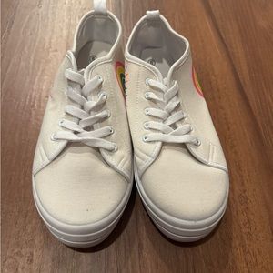 White sneakers with rainbows and sunshine
